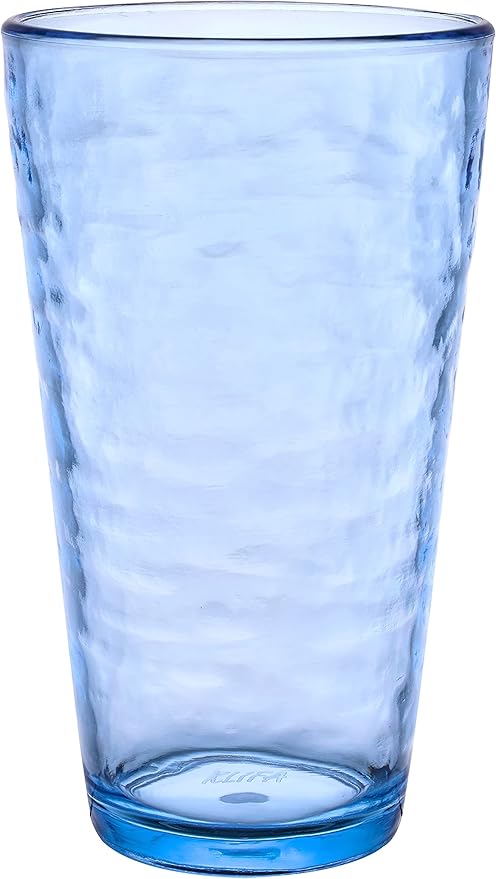 KLIFA- RIPPLE- 22.5 ounce, Set of 6, Acrylic Highball Drinking Glasses Cups, BPA-Free, Stackable Plastic Drinkware, Dishwasher Safe, Ocean Blue