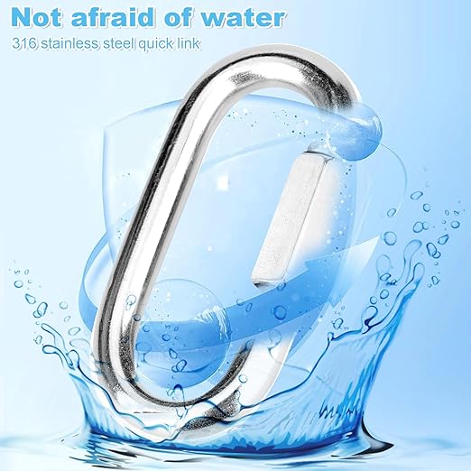 2Pcs 3.5 Inch 304 Heavy Duty Stainless Steel Screw Chain Quick Links, Carabiner, 2000 LBS Capacity, Large Opening Chain Connector for Hammock Hanging, Hiking, Camping