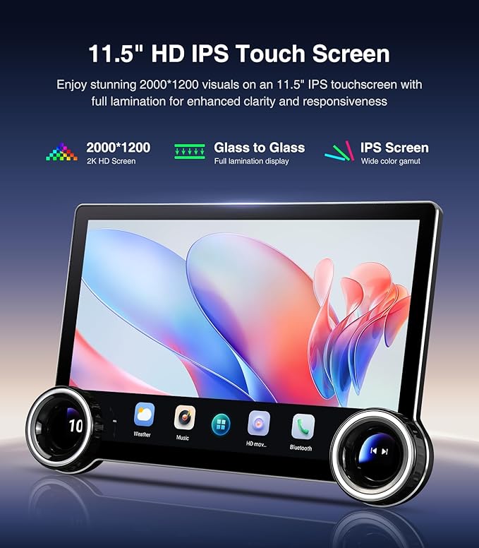Android Car Stereo Upgrade Radio for Jeep Compass 2017-2020 Replacement Installation Kit DSP Wireless CarPlay Auto(4GB+64GB) GPS Navigation 11.5" Touch Screen Head Unit w/Double Knobs