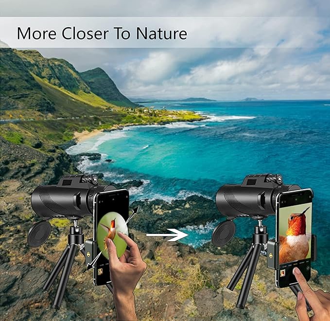 Monocular-Telescope 80x100 High Powered Monoculars High Definition for Adults High Powered with Smartphone Adapter Telescope Hunting Wildlife Bird Watching Travel Camping Hiking-Black1