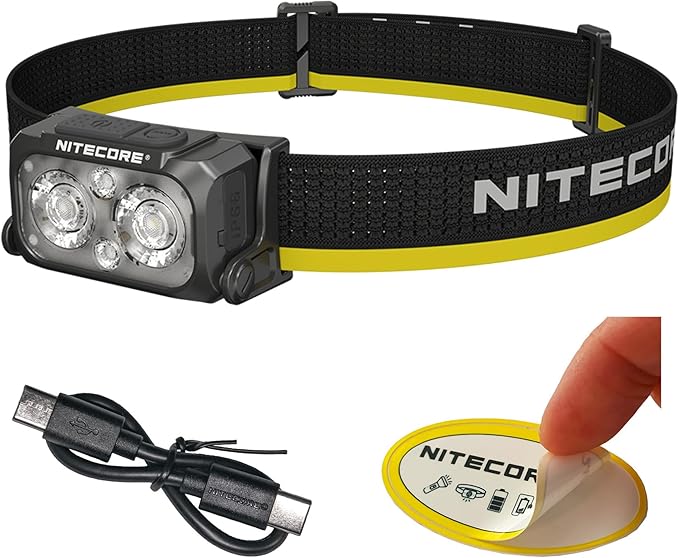 Nitecore NU25 MCT 400 Lumen Lightweight USB-C Rechargeble Outdoor Headlamp with Multiple Color Temperatures Warm Natural, Cold Lights and Red Light (Headband, Black)