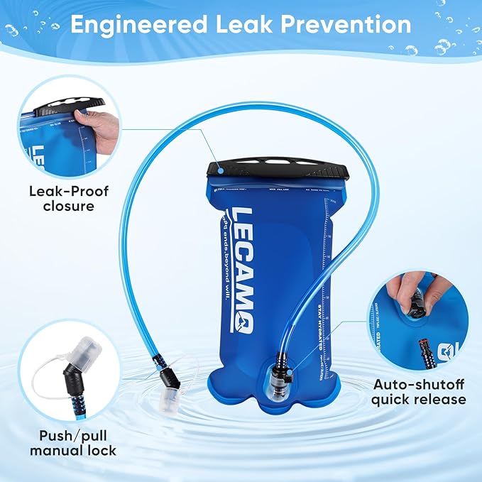 2L Hydration Bladder, Leak-Proof TPU Water Reservoir with Insulated Tube & Wide Opening, BPA-Free Hydration Pack Replacement for Trail Running, Hiking, Cycling and Climbing