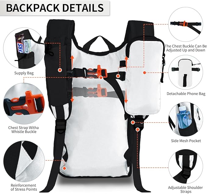 Hiking Backpack 10L/15L Small Daypack Lightweight Packable Travel Foldable Water Resistan for Women Men (White, 15L)
