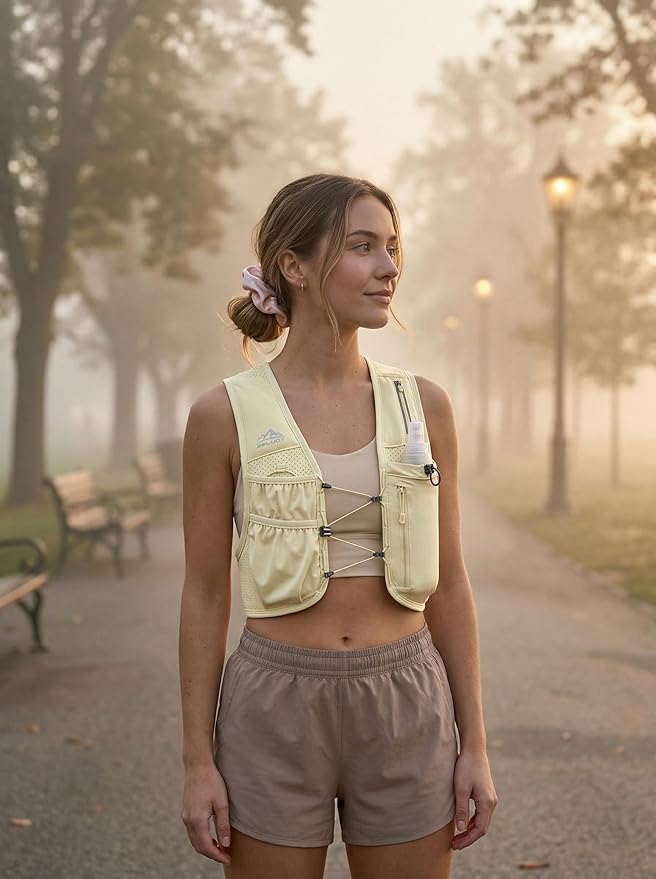 Zelvot Running Vest for Women Men, USA Original Patent, Adjustable Chest Straps Running Hydration Vest with 500ml Soft Flask, Lightweight Reflective Hydration Backpack for Marathon