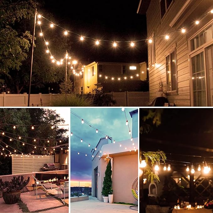 48FT LED Outdoor String Lights, S14 IP65 Waterproof Patio Lights Outside Light, Edison Shatterproof Bulbs with Remote Control Vintage Backyard Light, Garden, Deck Lighting