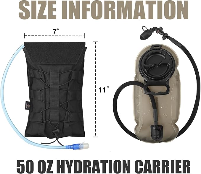 PETAC GEAR 1.5L / 3L Tactical Hydration Pack，Molle Carrier Pouch for 50 oz /100 oz Hydration Bladder Daypack Water Backpack.