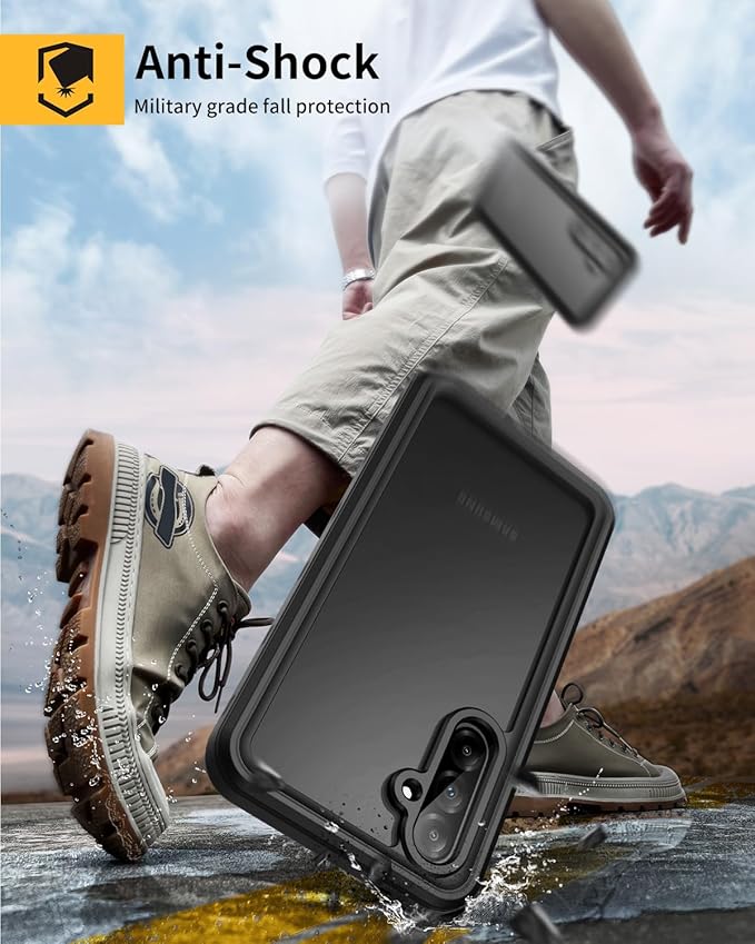 Lanhiem for Samsung Galaxy A37 A36 Phone Case, IP68 Waterproof Dustproof, Built-in Screen Protector, Rugged Full Body Shockproof Protective Cover for Samsung A36 A37 5G 6.7", Black