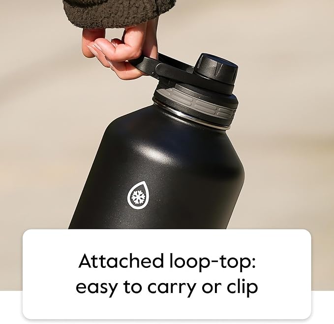 ThermoFlask 40 oz Double Wall Vacuum Insulated Stainless Steel Water Bottle - Reusable with Leakproof Chug & Straw Lids - Keeps Drinks Cold 24 hr/Hot 12 hr - Easy Maintenance - Gym/On-the-Go, Cobalt