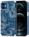 MOSNOVO Case for iPhone 12 & iPhone 12 Pro, [Buffertech 6.6ft Military-Grade Drop Protection] [Anti Peel Off Tech] Clear TPU Bumper Phone Case Cover Design - White Dragon