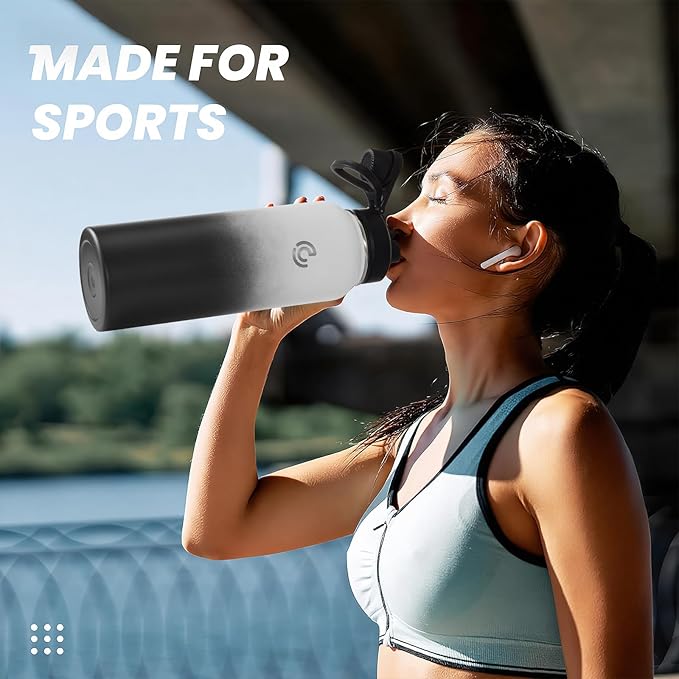 Sports Water Bottle 40oz, Insulated Water Bottle with Handle,Stainless Steel,Simple Modern,Suitable for Travel, School, Boy, Girl(Day & Night)