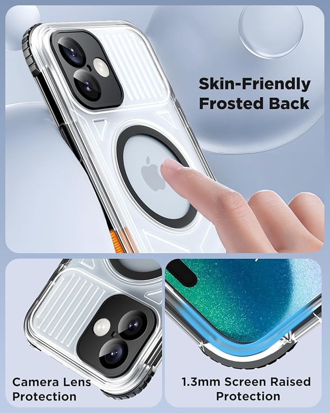 for iPhone 16 Plus Waterproof Case with Magsafe, Built-in [Camera & Screen Protector] [Lanyard], IP68 Water Proof Full Body Dustproof Heavy Duty Frosted Protective Phone Cover, 6.7" Black