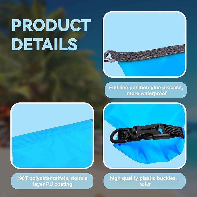 6PCS Dry Bags Waterproof, Lightweight Dry Bags for Kayaking Waterproof，Outdoor Waterproof Bag for Kayaking Hiking Boating Camping