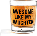 Nogrit Father's Day Whiskey Glasses from Daughter 10 oz, Funny Dad Gifts for Father's Day Birthday, Father Old Fashioned Rocks Glasses for Women Drinking Cocktail Scotch Vodka Tequila Rum