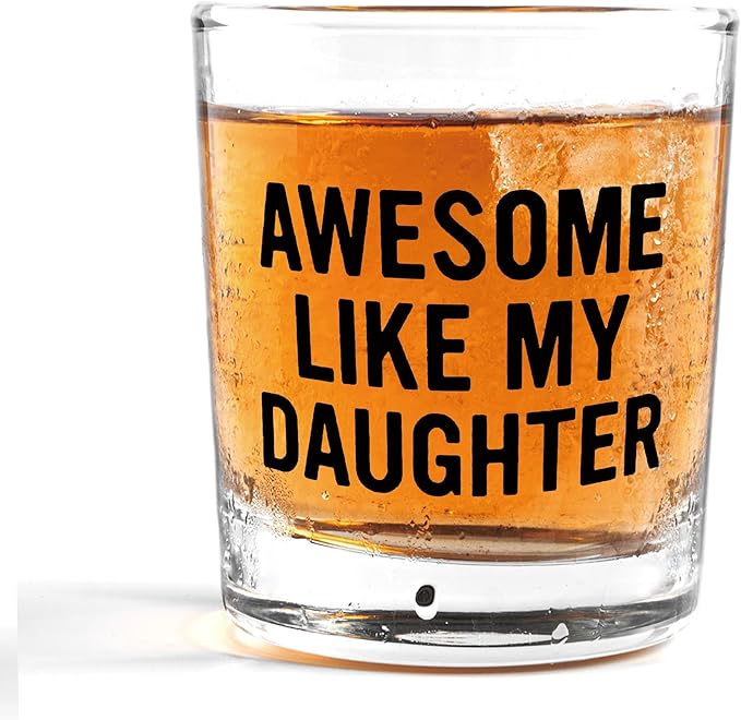 Nogrit Father's Day Whiskey Glasses from Daughter 10 oz, Funny Dad Gifts for Father's Day Birthday, Father Old Fashioned Rocks Glasses for Women Drinking Cocktail Scotch Vodka Tequila Rum