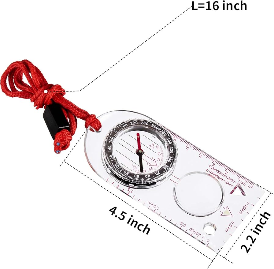Gejoy 6 Pieces Orienteering Compass Bulk Scout Compass with Declination Magnifier Ruler and Scale Map Reading for Class Gifts Hiking Camping Backpacking Navigation Survival