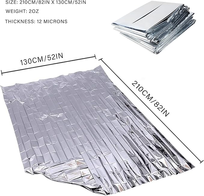 Emergency Blankets Pack of 10 – Mylar Thermal Space Blanket for Survival, First Aid, Camping, Hiking, Outdoor, Marathon, Cold Weather Protection