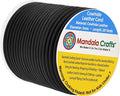 Mandala Crafts Round Cowhide Genuine Black Leather Cord for Jewelry Making Kumihimo Leather Rope Spool - Black String Lace - 20 Yds 3mm Cording