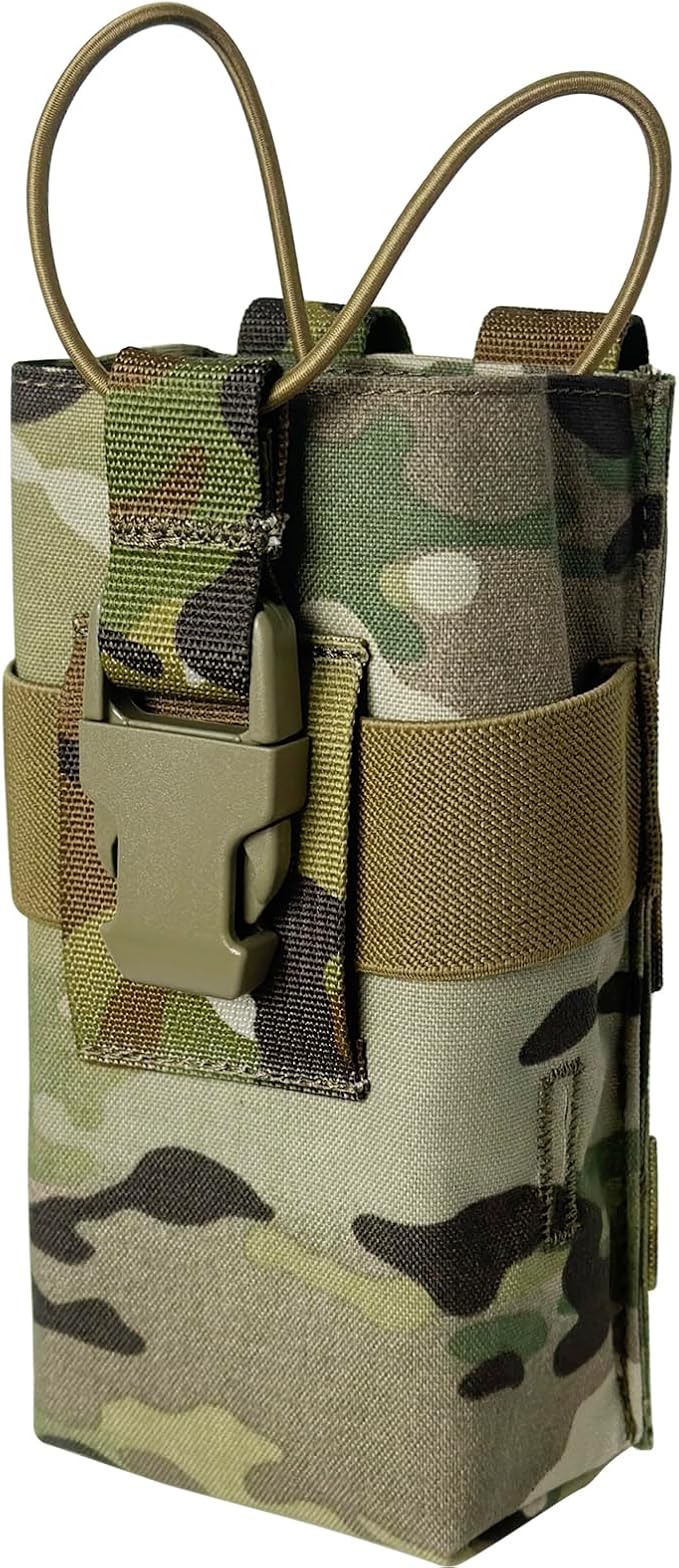 Radio Holster Walkie Talkie Pouch - 500D Nylon Molle System 3mm Bungee Storage Bag for Utility Tactical Belt Accessory Fits Standard Handset