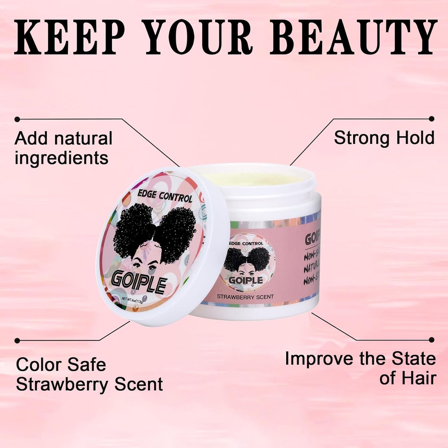 Strong Hold Non-Greasy Edge Control Gel and Wax Stick with Hair Comb for All Hair Types - No Flaking Edge Wax for Styling Black Hair Wigs