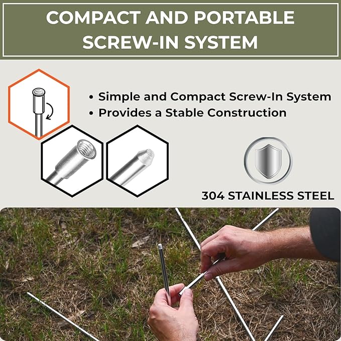 Tactiko Survival 33" Camping Tripod for Cooking - Stainless Steel Folding Stand, Adjustable Chain – Compact, Lightweight Outdoor Gear for Hanging Kettles, Pots & Percolators