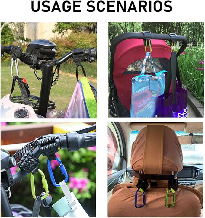 KVAEY 2 Pack Multipurpose Hook for Hanging Helmet, Goggle, Headsets, Durable Carabiners, Roll Bar Accessory Hook Hanger (Green)