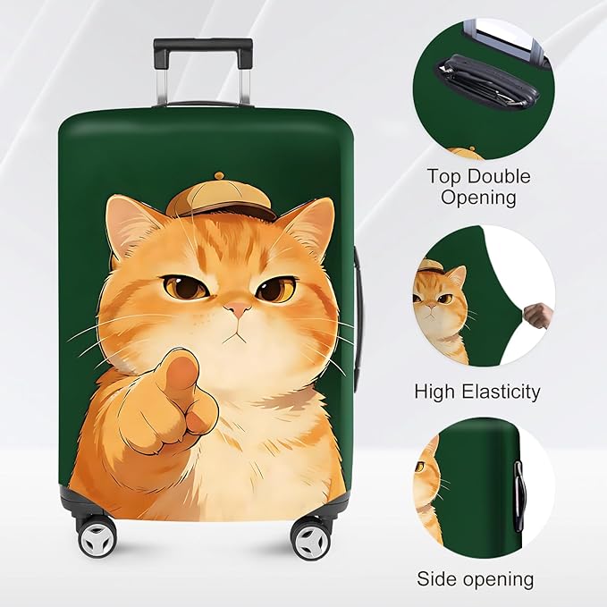 ANNA QUEEN Funny Cat Luggage Cover,Cute Cartoon Stretchable Suitcase Protector Sleeve,Fit for 28-30 Inch Checked Baggage,Water Resistant Durable Luggage Protector
