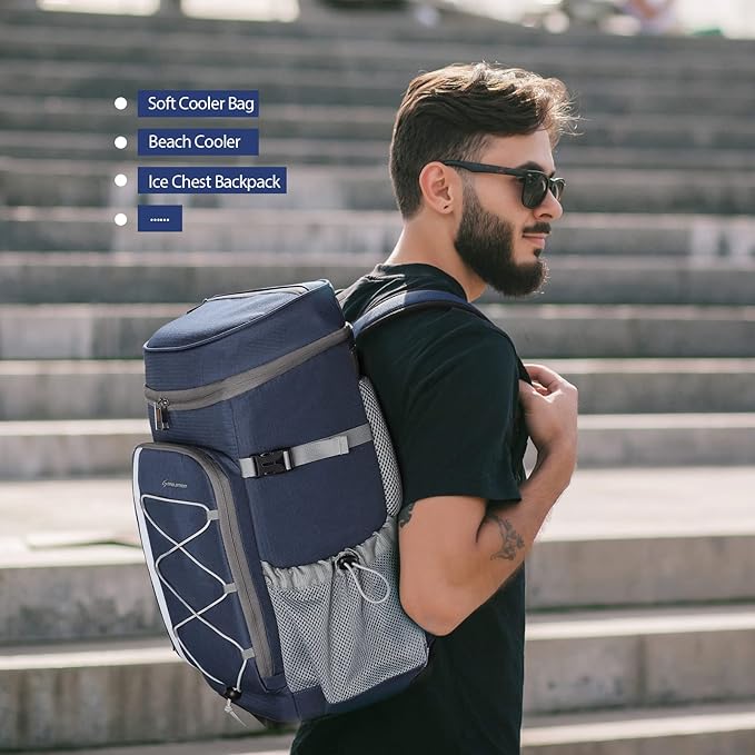 Maelstrom Cooler Backpack - 35/50 Can Insulated Soft Cooler Lunch Bag for Camping, Beach, Hiking & Shopping