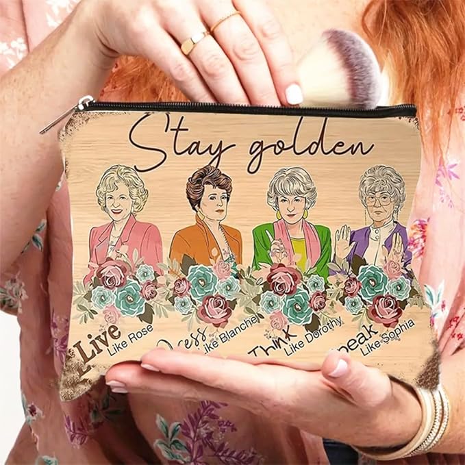 Stay Golden Women's Cosmetic Bag with Golden Girls Theme, Zippered Pouch for Makeup, Portable Travel Multi-Functional Bag, Ideal Gift for Friends and Sisters,Gift Idea for Christmas (F0162)