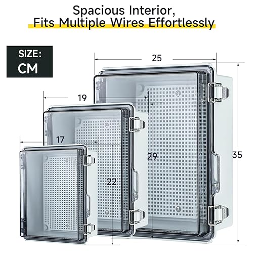Large Waterproof Electrical Junction Box, IP67 Waterproof Clear ABS Plastic Enclosure Boxes for Outdoor Network Enclosure with Hinged Cover, Mounting Plate, Wall Brackets(13.8"x9.8"x5.9" Clear)