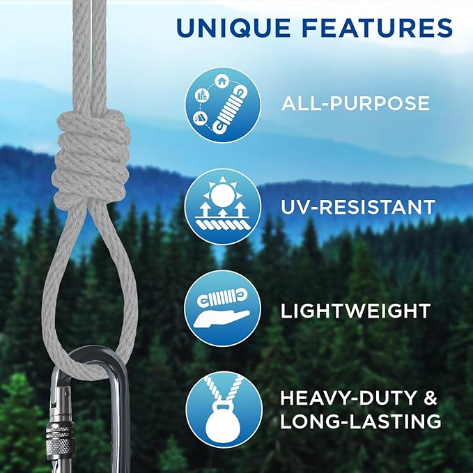 TECEUM Cotton Rope 3/16” (5 mm) – 100 FT – Strong All-Purpose Braided Rope – Natural Cotton – for Crafting, Сamping, Clothes Line, DIY, Indoor & Outdoor Use – Light Gray
