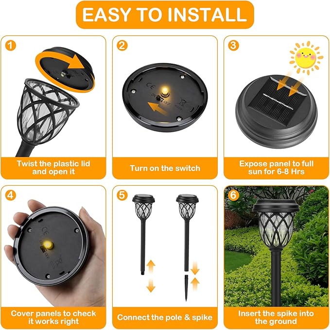 Solar Lights Outdoor 8 Pack Solar Garden Lights Waterproof IP65 Solar Landscape Lights Solar Pathway Lights for Patio, Yard, Driveway Decoration (Warm White