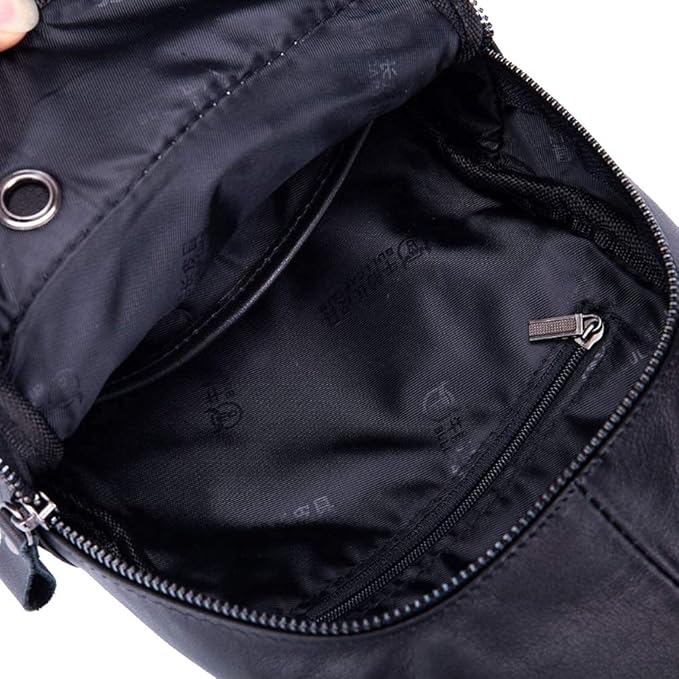 Hebetag Leather Sling Bag Crossbody Backpack for Men Women Outdoor Travel Shoulder Chest Pouch Hiking Camping Casual Pack Daypack (Light Brown)