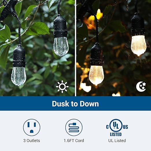DEWENWILS Light Timer Outdoor Weatherproof with 2 FT Extension Cord, Photocell Timer Switch with 3 Grounded Outlets for Landscape Light, String Lights, UL Listed