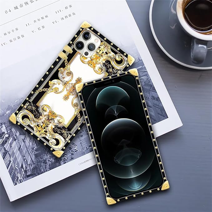 Compatible with iPhone 11 Pro Max Case, Gold Grain Flowers Luxury Golden Decoration for Girl Women Soft TPU Shockproof Protective Hard PC Back for iPhone 11 Pro Max