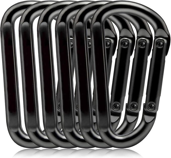 EZYA Heavy Duty Carabiner Clips, 860lbs - 3" Iron Carabiners for Keys, Gym, Camping, Hiking Accessories - D-Ring Keychain Hooks for Hammocks, Backpacks, Outdoor Gear