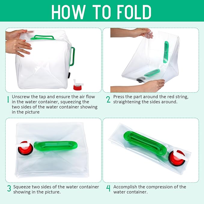 Reallnaive 3 Pcs Collapsible Water Container with Spigot, Foldable Camping Water Container Portable Camping Storage Carrier Jug for Outdoors Hiking Emergency Kit Backpack (5.3 Gallon,Green,Red)