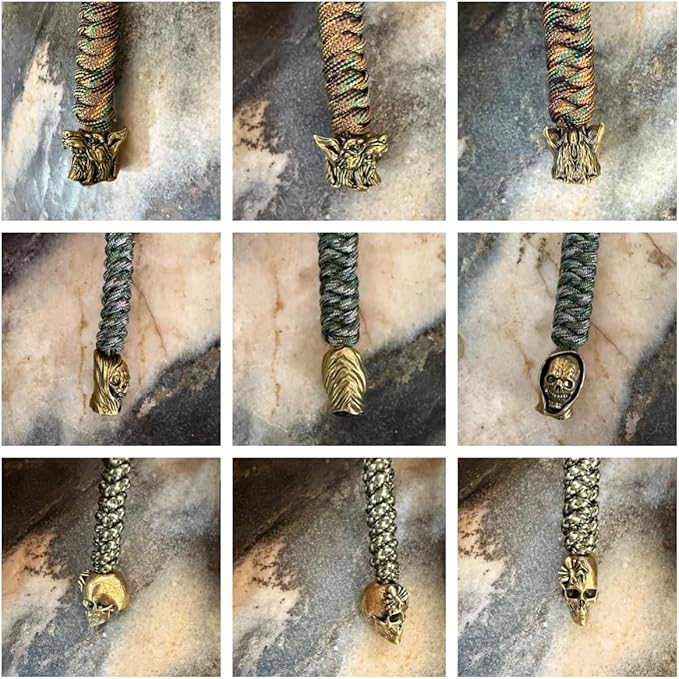 Handmade Lanyards with Brass Beads – Paracord 550 Survival Gear Leash for knives, Outdoor, and EDC Tools