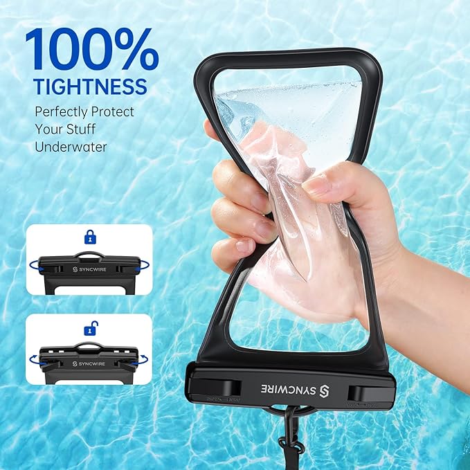 SYNCWIRE Waterproof Phone Pouch [2-Pack] - Universal IPX8 Waterproof Phone Case Dry Bag with Lanyard Compatible with iPhone 15 14 13 12 11 Pro XS MAX XR X Samsung S23 S22 S20 More Up to 7 Inches