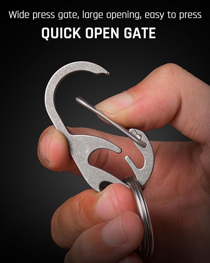 TISUR Titanium Carabiner Keychain Clip, Anti-Lost Key Ring Holder, Self-Locking Metal Gate Clip Key Chain Bottle Opener for Men Women
