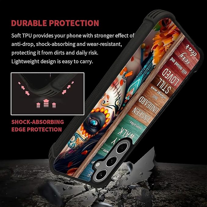 for Samsung Galaxy S24 S25 Plus Case, Sugar Skull Day of Death Halloween Pattern Graphic Design Girl Boy Soft Silicone Hard Acrylic Shock Protection for Samsung Galaxy S24 S25 Plus