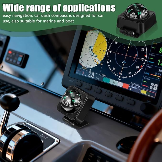 Cabilock Car Compass Dashboard Ball Portable Auto Direction Finder with Adjustable Dial Adhesive Mount for Outdoor Navigation in Cars and Suvs