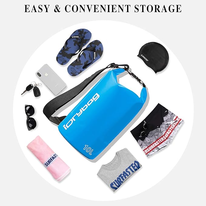 IDRYBAG Dry Bag for Kayaking Waterproof 2L/5L/10L/15L/20L, Small Dry Sack Waterproof Bag for Boating