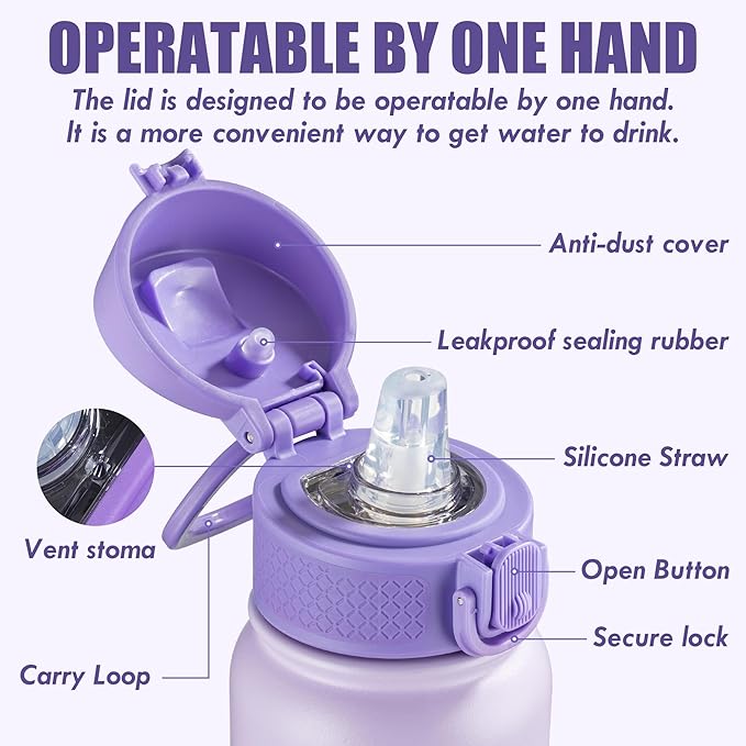 OLDLEY 12oz Kids Water Bottle, Stainless Steel Insulated Water Bottle For Kids, With Straws Leak-proof, Kids Water Bottles For School Boys Girls,Magic Unicorns