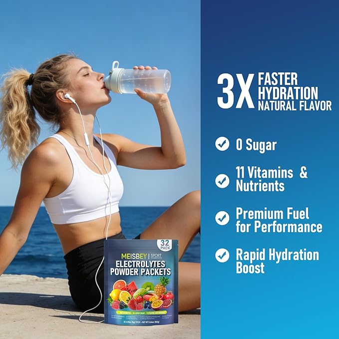Electrolyte Powder Packets – 32 Sticks Sugar Free Hydration Packets, Liquid Daily IV Electrolyte Hydration Powdered Drink Mix with 11 Vitamins & Minerals, Keto Friendly, Vegan, Non-GMO