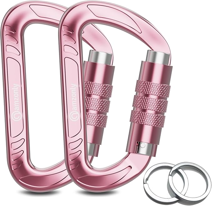3inch Auto Locking Carabiner Clips Heavy Duty, 12KN /2697lbs Lightweight keychain carabiners, Sturdy Twist Lock Caribeeners for Camping Hiking Hammock Swing Backpack, dog leash and Harness etc