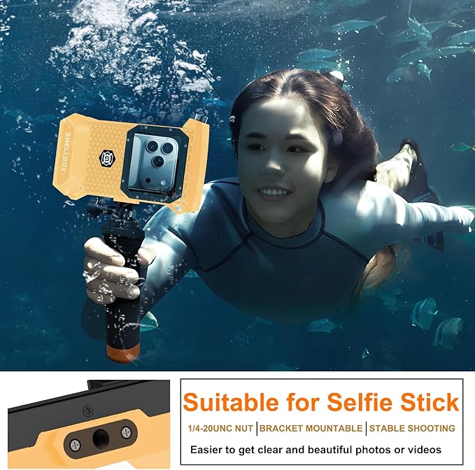 2026 Diving Snorkeling Phone Case for iPhone 17/16/15/14/13/12/11 Pro Max/XS/X Samsung Galaxy S26/S25/S24 Professional Scuba Dive Waterproof Underwater Photo Video Cover (5TH Gen, Yellow-)