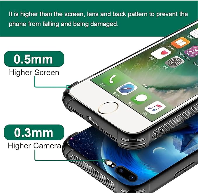for iPhone 7/8 Case, Snowy Mountain Fox Lake Pattern Graphic Design Girl Boy Soft Silicone Hard Acrylic Shock Protection for iPhone 7/8