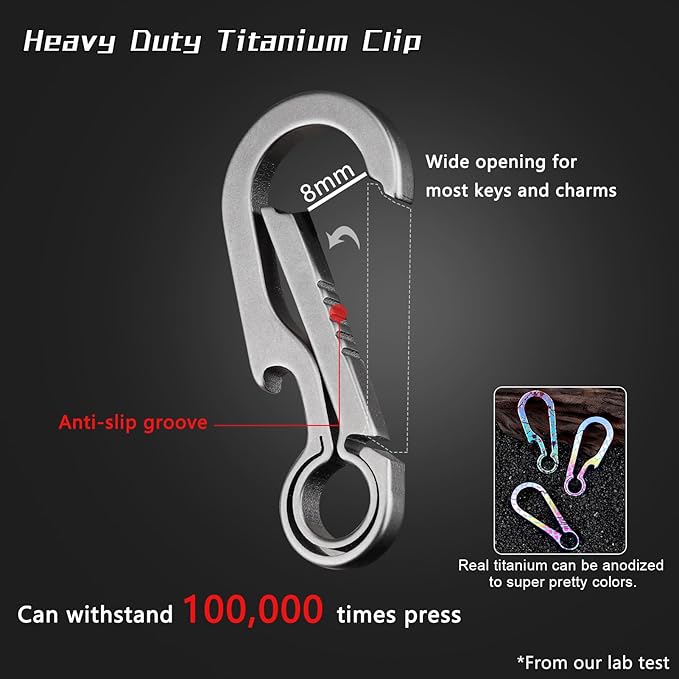PJYTAC Key Chain Clip Titanium Carabiner Keychain Quick Release Carabiner for Keys Titanium Key Rings Heavy Duty