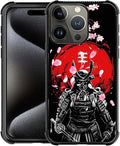 for iPhone 16 Pro Case, Sakura Japanese Samurai Pattern Graphic Design Girl Boy Soft Silicone Hard Acrylic Shock Protection for iPhone 16 Pro