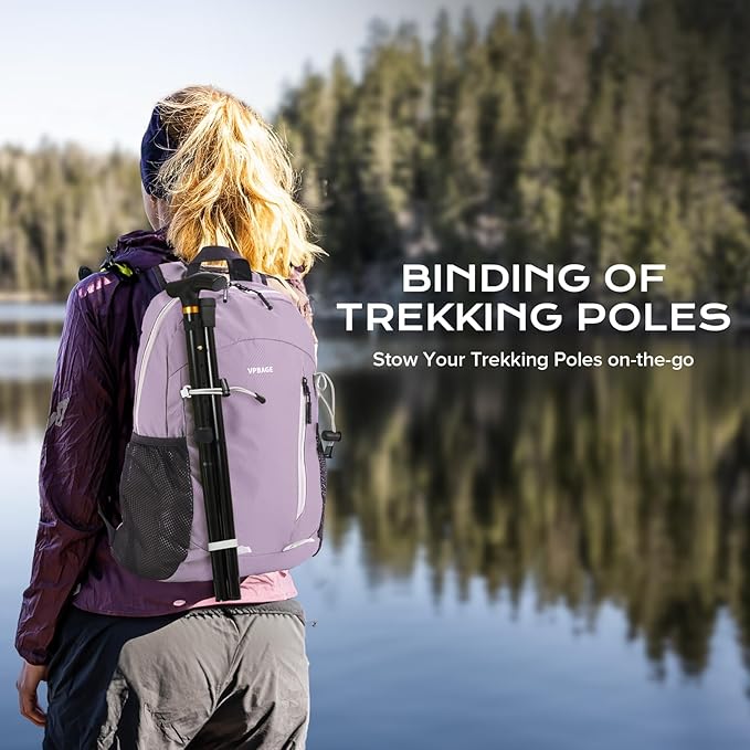 VPBAGE 15L Water-resistant Hiking Daypack for Women, Small Backpack Travel Outdoor, Lightweight Day Pack with Tool Loops